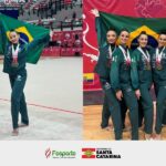 Atleta catarinense conquista título com a seleção brasileira em etapa da copa do mundo de ginástica rítmica em Portugal