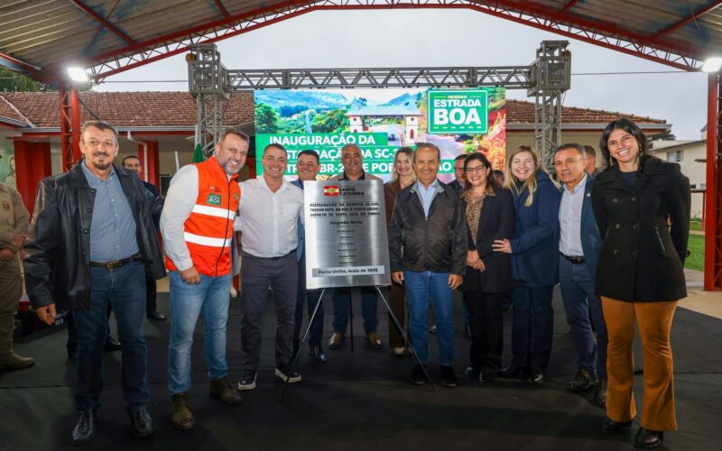 Estrada Boa: Jorginho Mello inaugura restauração da SC-340 em Porto União