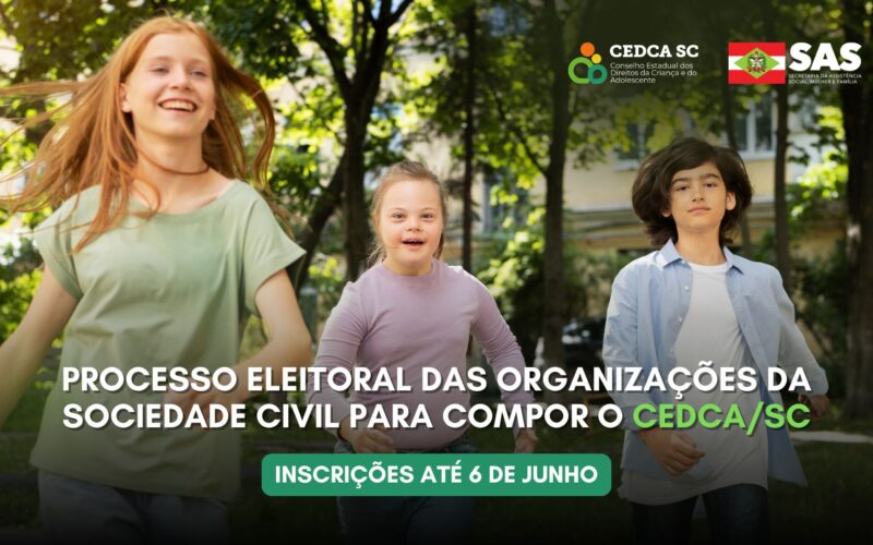 Sociedade civil já pode se inscrever para participar da eleição do Conselho Estadual dos Direitos da Criança e do Adolescente