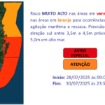 Aviso Especial SDC/SC 26/07 10:00 – Mar agitado e risco de ressaca entre segunda (28) e quarta-feira (30)