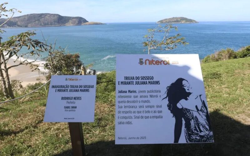 Placa em homenagem a Juliana Marins é inaugurada na Praia do Sossego