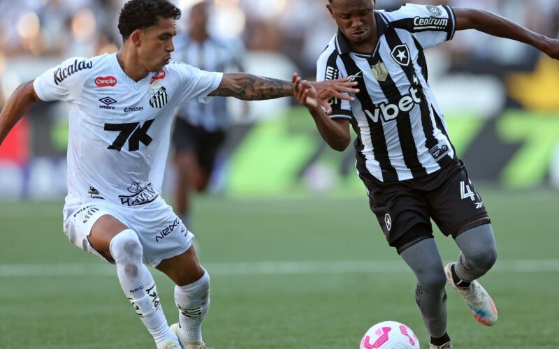 Botafogo fica duas vezes à frente, mas cede empate ao Santos no Rio