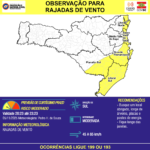 OBSERVAÇÃO - 05/11 20:23 - RAJADAS DE VENTO de quadrante sul, com intensidade MODERADA (45 a 65 km/h) nas próximas 3 horas